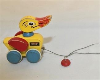 Vintage 5” Wooden Duck Pull Toy 