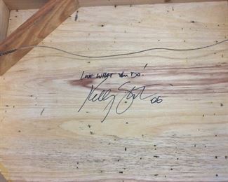 Eyes on the Prize V8, Kelly Slater 8th World Championship 2006 Signed Mixed Media Art by Bruce Reynolds, 48" x 24". Signed by both Artist and Surfing Champion Slater on front and back.