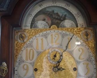 Greenhill & Rogers Clock & Watch Makers New York NY Grandfather Clock 9 Tubular Chimesand Brass Finials Measures 103" tall, 25" wide and 16" deep