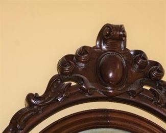 Mahogany Marble Top Dresser with Egg Carved Motif Mirror Frame.  Serpentine Front measures 100" tall, 50" wide and 26" deep