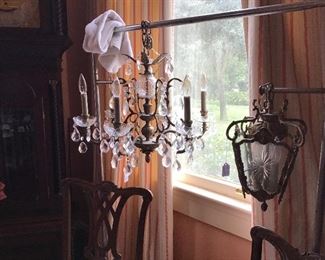Crystal Chandelier and Hall Light