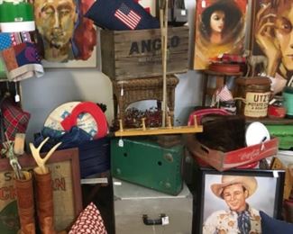 Great original art, boots, old boxes and Roy Rogers 