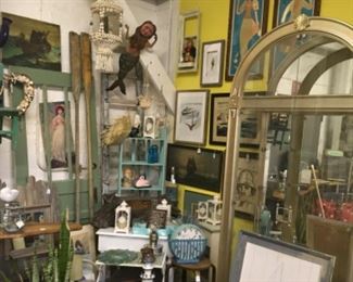 Oars, mermaid, awesome glass cabinet. 