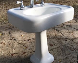 Vintage porcelain pedestal sink 