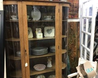 Oak display cabinet. 