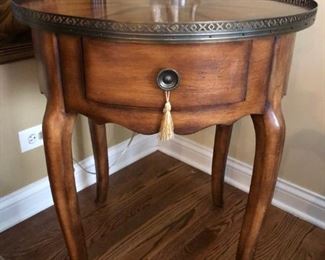Vintage drum table with inlay detail
