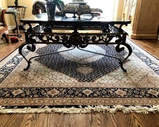 Navy/beige rectangular persian rug
