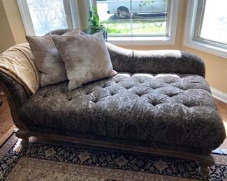 Custom upholstered Plunkett furniture chaise lounge