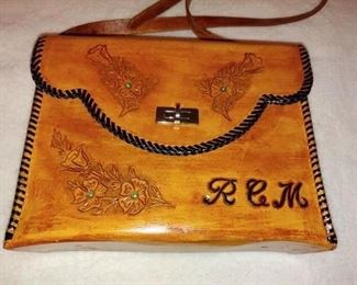 Hand made leather box handbag