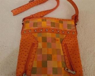 Multi-colored patchwork handbag