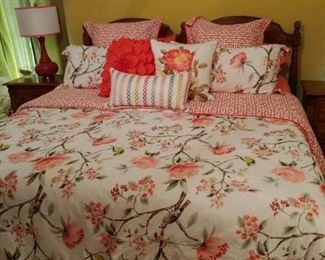 Mid Century King Size Bed and bedding