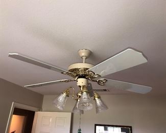 5 Blade, 4 Lights Ceiling Fan-Glass Globes, White with Gold Accents