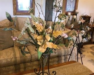 Wrought Iron and Glass Floral Arrangement