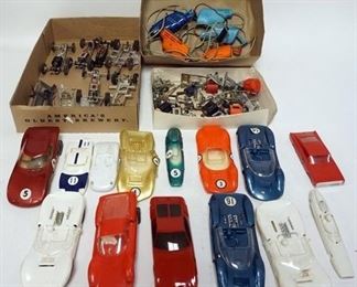 1020	LOT VINTAGE SLOT CAR BODYS, PARTS AND CARS
