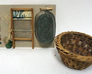 1045	TOY WASH BOARD, LAUNDRY PINS, TUB AND BASKET
