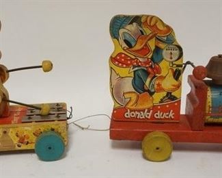 1047	ANTIQUE FISHER PRICE TOYS, DONALD DUCK CHOO CHOO AND TINY TEDDY
