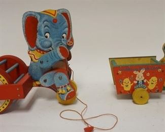 1048	ANTIQUE FISHER PRICE TOYS, ELEPHANT AND WALKING DUCK CART
