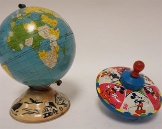 1056	TIN OHIO ART TOY GLOBE AND CHEIN DISNEY TOP
