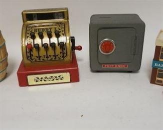 1063	4 PIECE LOT, BUDDY L CASH REGISTER, FORT KNOX BANK, ATLANTIC CITY SALTWATER TAFFY BANK AND BARCAYS BANK
