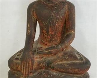 1099 ANTIQUE CARVED WOODEN TEMPLE GOD , 20 IN HIGH
