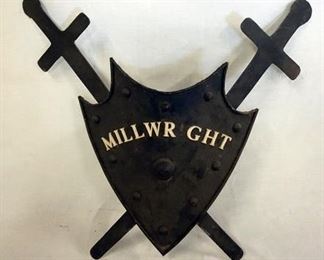 1123 DECORATIVE METAL SHIELD W/SWORDS
