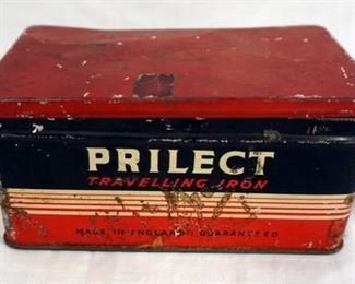 1124 PRILECT TRAVELING IRON IN ORIGINAL METAL BOX
