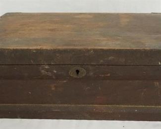 1125 ANTIQUE MINATURE WALNUT CHEST WITH BRASS CORNERS
