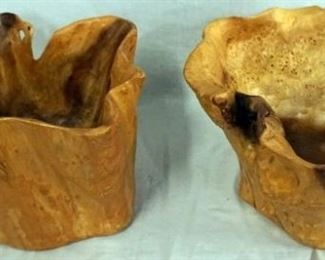 1137 2 BURL BOWLS, ONE HAS A SPLIT
