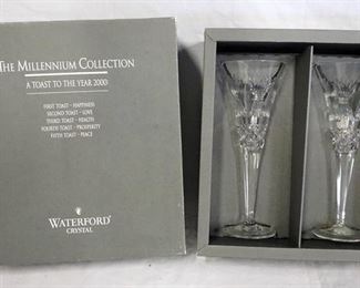 1143 WATERFORD MILLENNIUM TOASTING GLASSES IN BOX *PROSPERITY*
