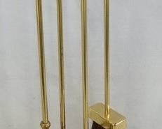 1147 3 BRASS FIREPLACE TOOLS WITH HOLDER
