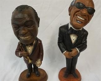 1188 2 STATUES SATCHMO & RAY CHARLES

