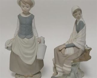 1213 2 LLADRO FIGURES, TALLEST IS 11 1/4 IN, CHIP ON BIRD TAIL
