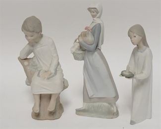 1214 3 LLADRO FIGURES, TALLEST IS 9 3/4 IN, CHIP ON CANDLE
