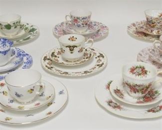 1221 8 BONE CHINA TRIOS, LOT INCLUDES SHELLEY DAINTY BLUE, CROWN STAFFORDSHIRE, HAMMERSLEY, ETC
