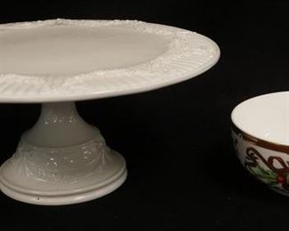 1235 2 PIECE TIFFANY & CO CAKE STAND & BOWL, CAKE STAND IS 13 3/4 IN DIAMETER, 6 IN HIGH
