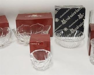 1241 6 PIECE CRYSTAL LOT W/ORREFORS, VAL ST LAMBERT, ETC, TALLEST VASE IS 8 3/4 IN
