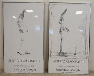 1246 ALBERTO GIACOMETTI 2-1978 POSTERS, 18 IN X 30 3/4 IN INCLUDING FRAMES
