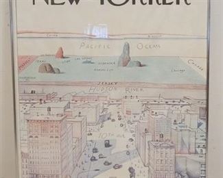 1247 SAUL STEINBERG 1976 NEW YORKER COVER POSTER, 29 1/4 IN X 40 1/2 IN INCLUDING FRAME
