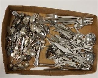 1249 LOT OF FLATWARE INCLUDING, ONIEDA MODERN SET & SOUVENIR SPOONS 
