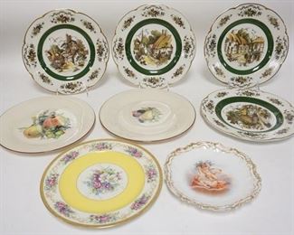 1253 LOT INCLUDING FOUR WOOD & SONS ASCOT, TWO 10 3/4 IN LENOX PLATES W/ FRUIT & TWO LIMOGES ONE FOR OVINGTONS
