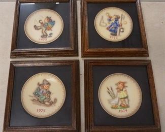 1259 LOT OF FOUR FRAMED VINTAGE HUMMEL PLATES 
