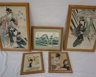 1274 GROUP OF FIVE FRAMED ASIAN PRINTS 
