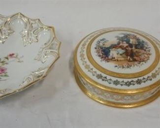 1286 THREE PIECE CHINA LOT INCLUDING A LARGE LIMOGES COVERED BOX 

