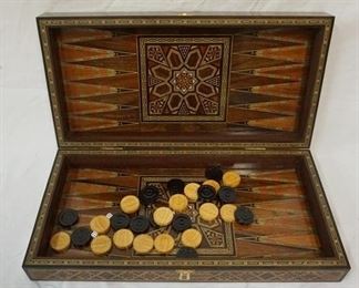 1287 BACKGAMMON SET IN INLAID BOX 
