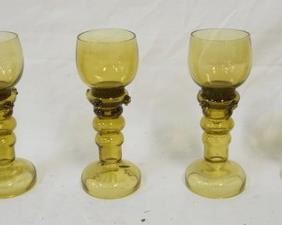 1288 LOT OF SEVEN AMBER WINE GLASSES 
