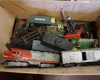 1304 LOT OF LIONEL TRAINS, ACCESSORIES, TRACKS ETC. AS FOUND
