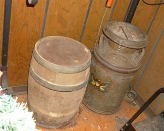 vintage barrel & milk can