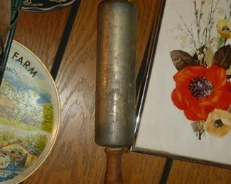metal & wood old rolling pin
