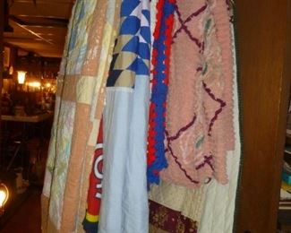 vintage quilts, chenille, etc.