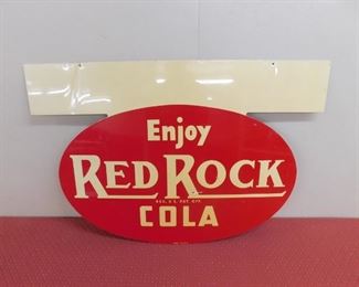 1950's Red Rock Cola Double Sided Hanging Sign with Privilege Panel(24" Tall and 36" Wide)